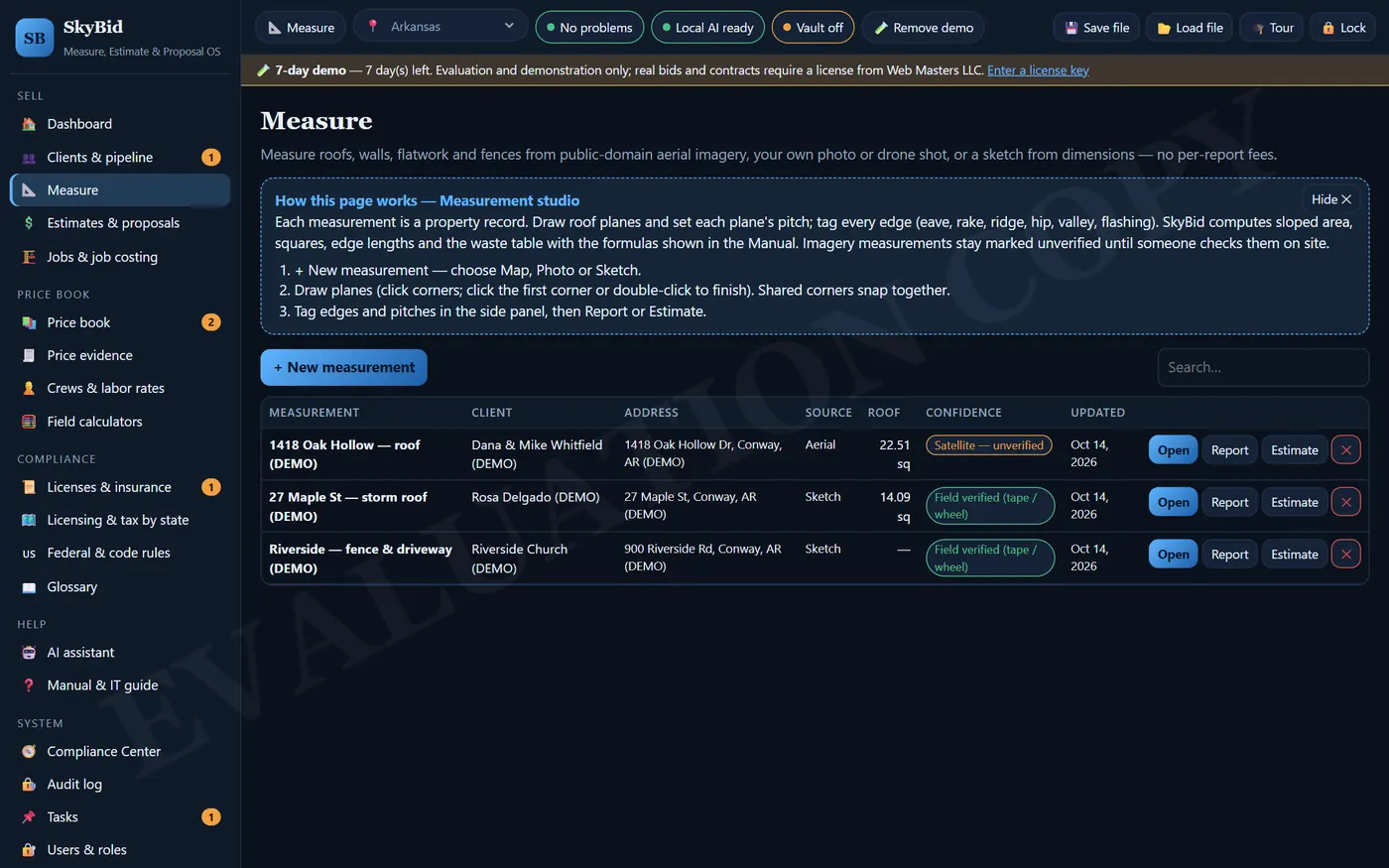 SkyBid: Measure (demo data)
