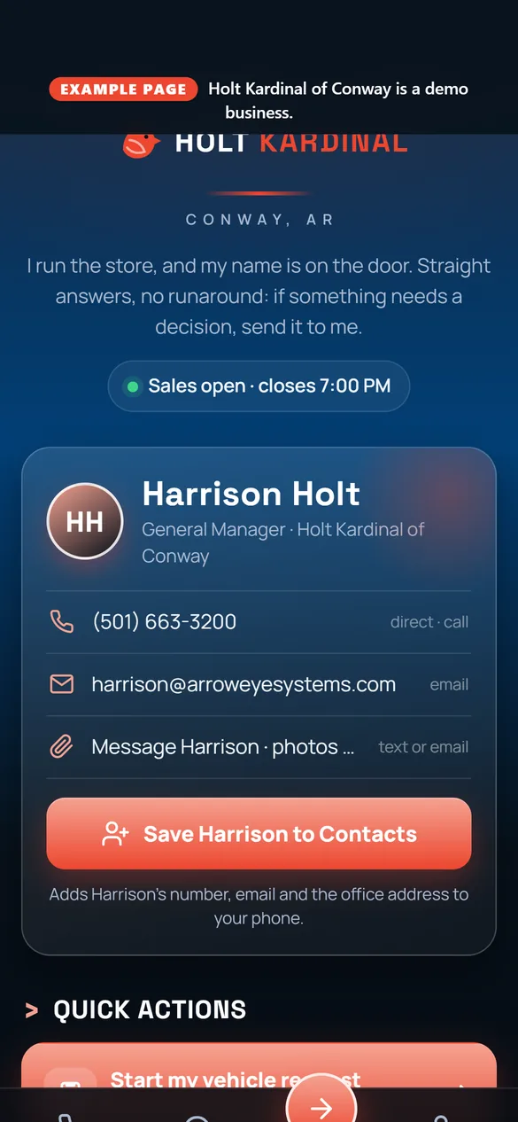 Example dealership team page